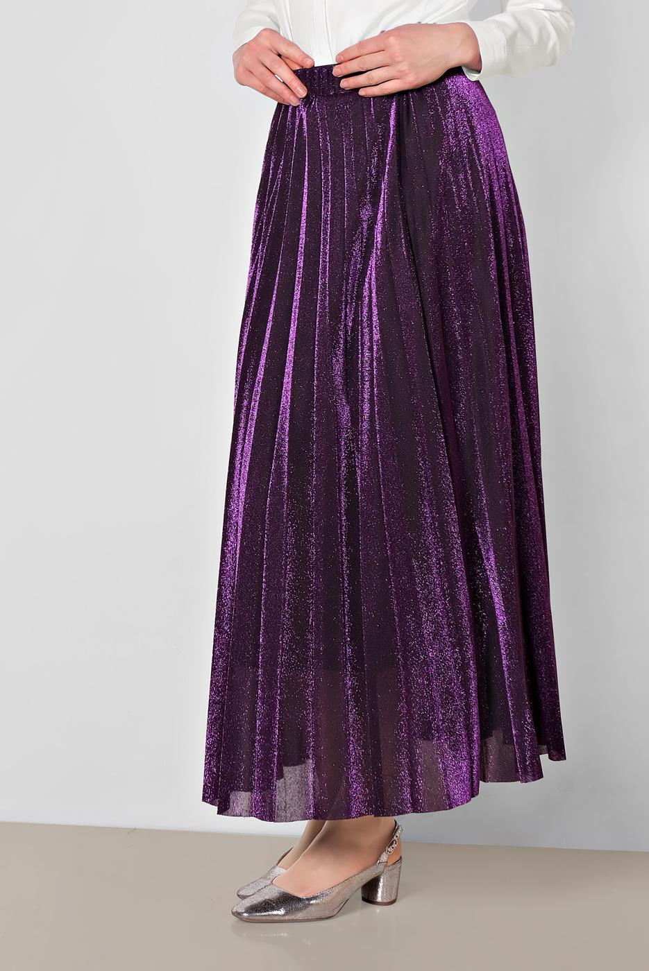 Tesettür giyim SİYAH ALVİNA SİMLİ PİLİSELİ ETEK 6360 