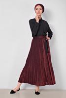 Tesettür giyim SİYAH T 6360 ALVİNA MEMORİ SİMLİ ETEK 38/44 TEK40