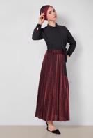 Tesettür giyim SİYAH T 6360 ALVİNA MEMORİ SİMLİ ETEK 38/44 TEK40