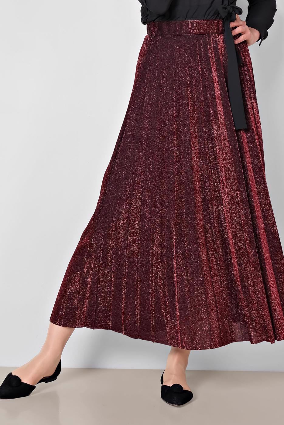 Tesettür giyim SİYAH T 6360 ALVİNA MEMORİ SİMLİ ETEK 38/44 TEK40