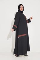 Tesettür giyim SİYAH ALVİNA NAKIŞLI FERACE 80004