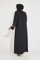 Tesettür giyim SİYAH ALVİNA NAKIŞLI FERACE 80004