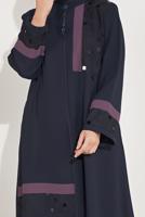 Tesettür giyim LACİVERT ALVİNA NAKIŞLI FERACE 80004