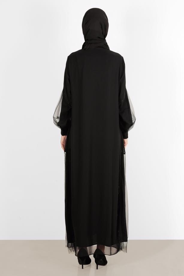 Hijab clothing BLACK T 80009 ALVİNA ESİNTİ FERACE 42/48 TEK44 - TRENDTESETTÜR