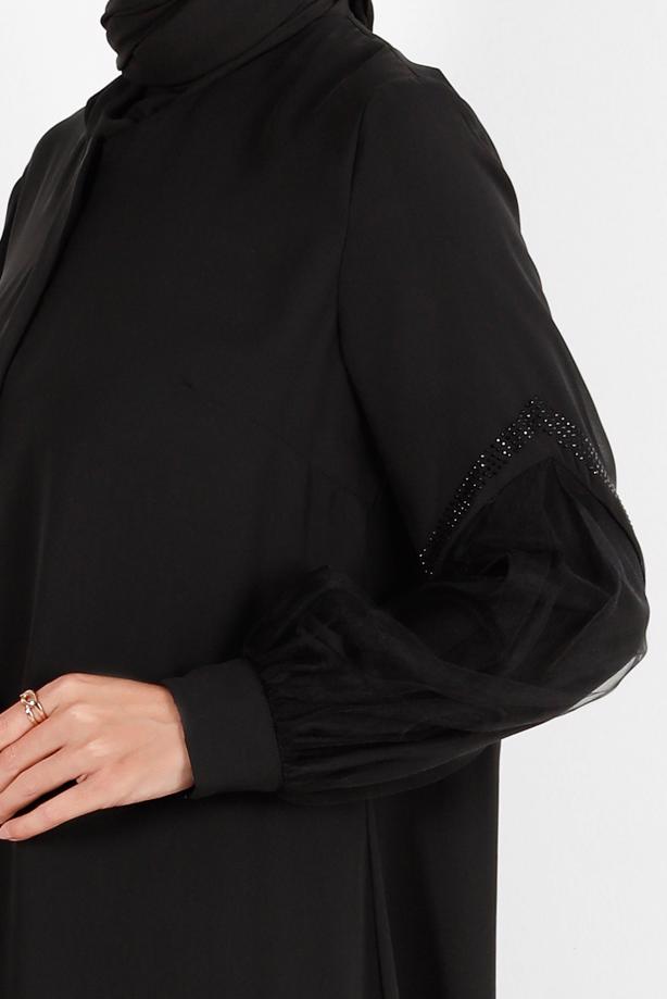 Hijab clothing BLACK T 80009 ALVİNA ESİNTİ FERACE 42/48 TEK44 - TRENDTESETTÜR