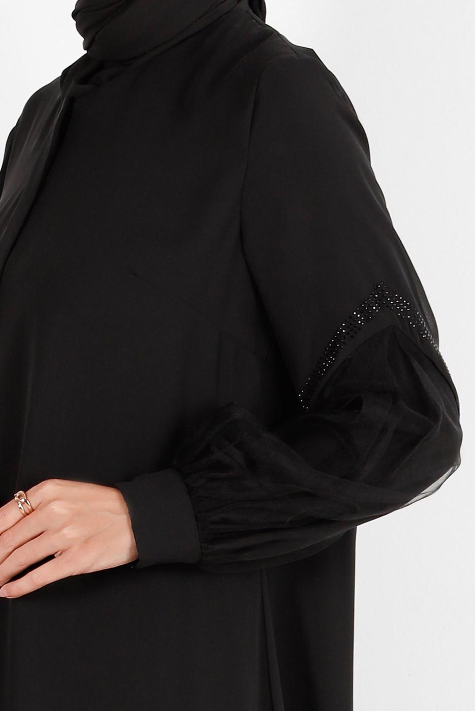 Tesettür giyim SİYAH T 80009 ALVİNA ESİNTİ FERACE 42/48 TEK44