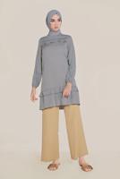 Tesettür giyim TURUNCU ALVİNA BELİ LASTİKLİ PANTOLON 70078 