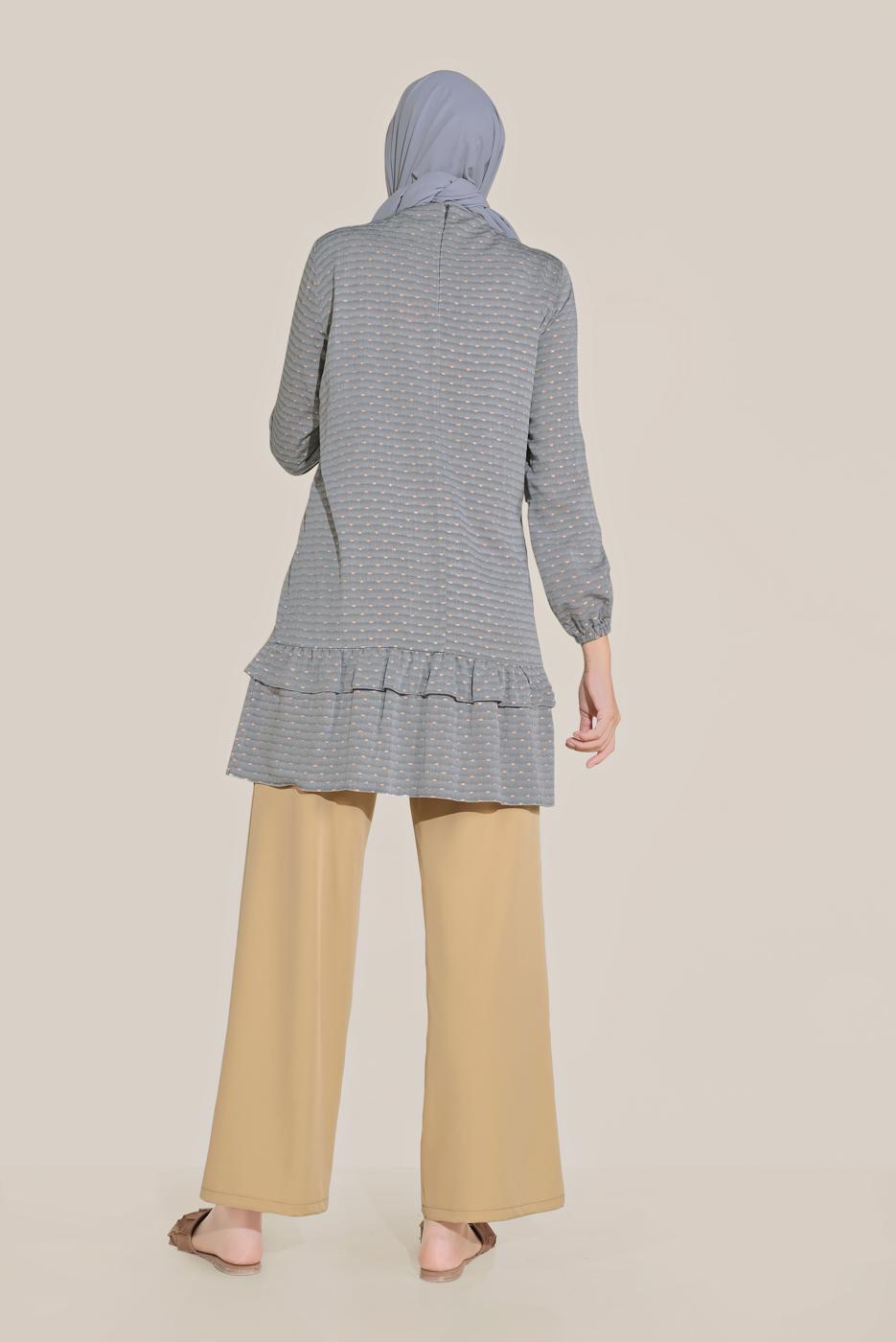 Tesettür giyim TURUNCU ALVİNA BELİ LASTİKLİ PANTOLON 70078 