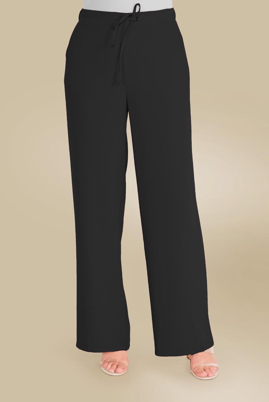 Tesettür giyim SİYAH ALVİNA BELİ BAĞCIKLI SALAŞ PANTOLON 70088 