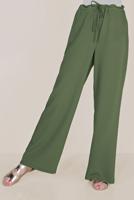 Tesettür giyim HAKİ ALVİNA BELİ BAĞCIKLI SALAŞ PANTOLON 70088 