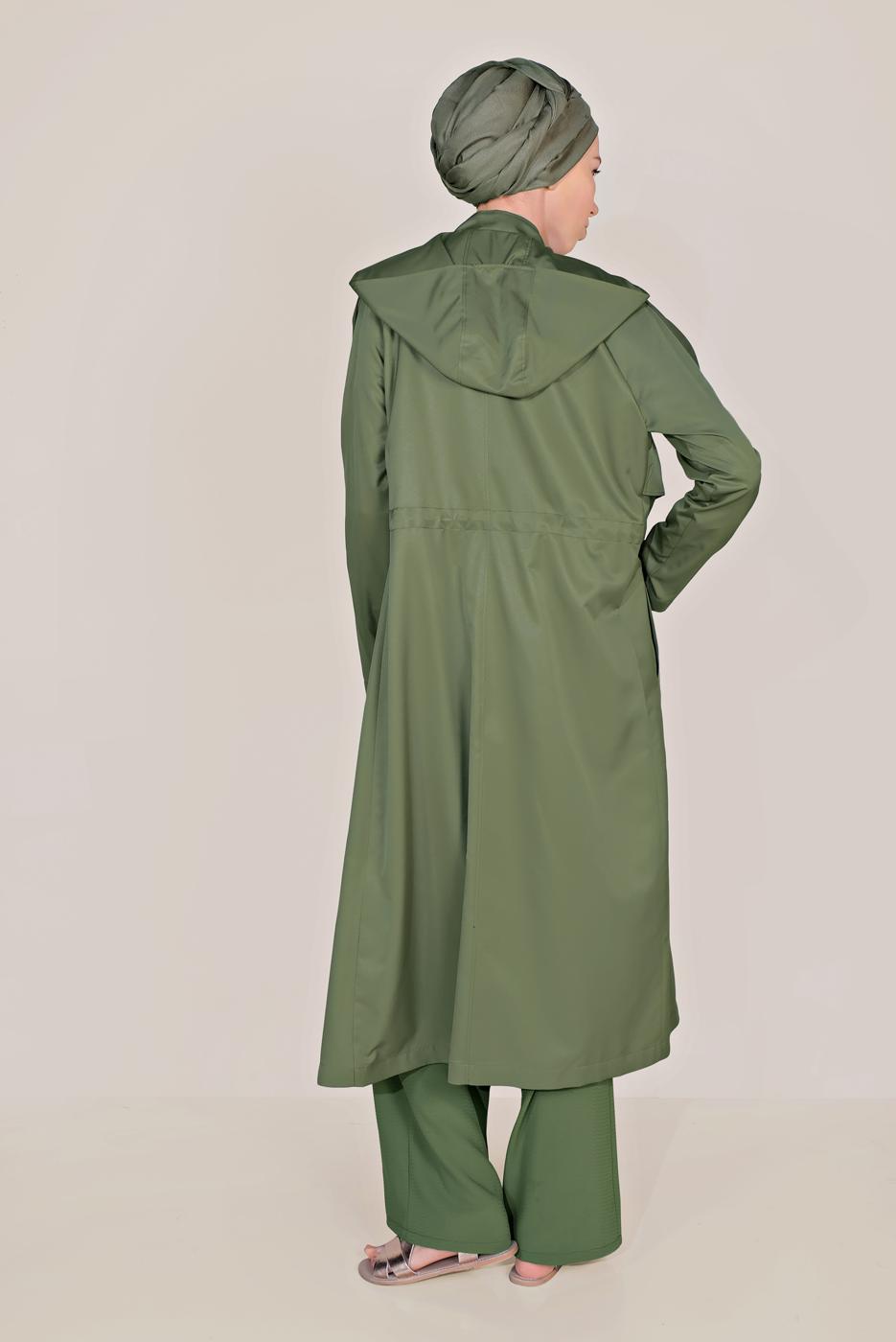 Tesettür giyim HAKİ ALVİNA BELİ BAĞCIKLI SALAŞ PANTOLON 70088 