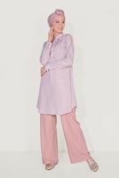 Tesettür giyim PUDRA ALVİNA BELİ BAĞCIKLI SALAŞ PANTOLON 70088 