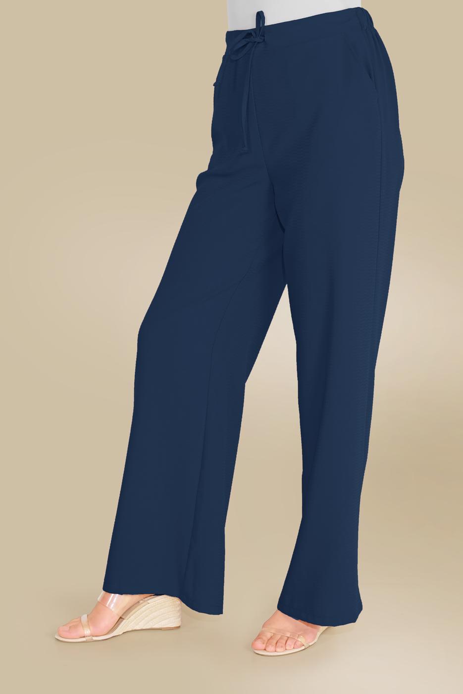 Tesettür giyim LACİVERT ALVİNA BELİ BAĞCIKLI SALAŞ PANTOLON 70088 