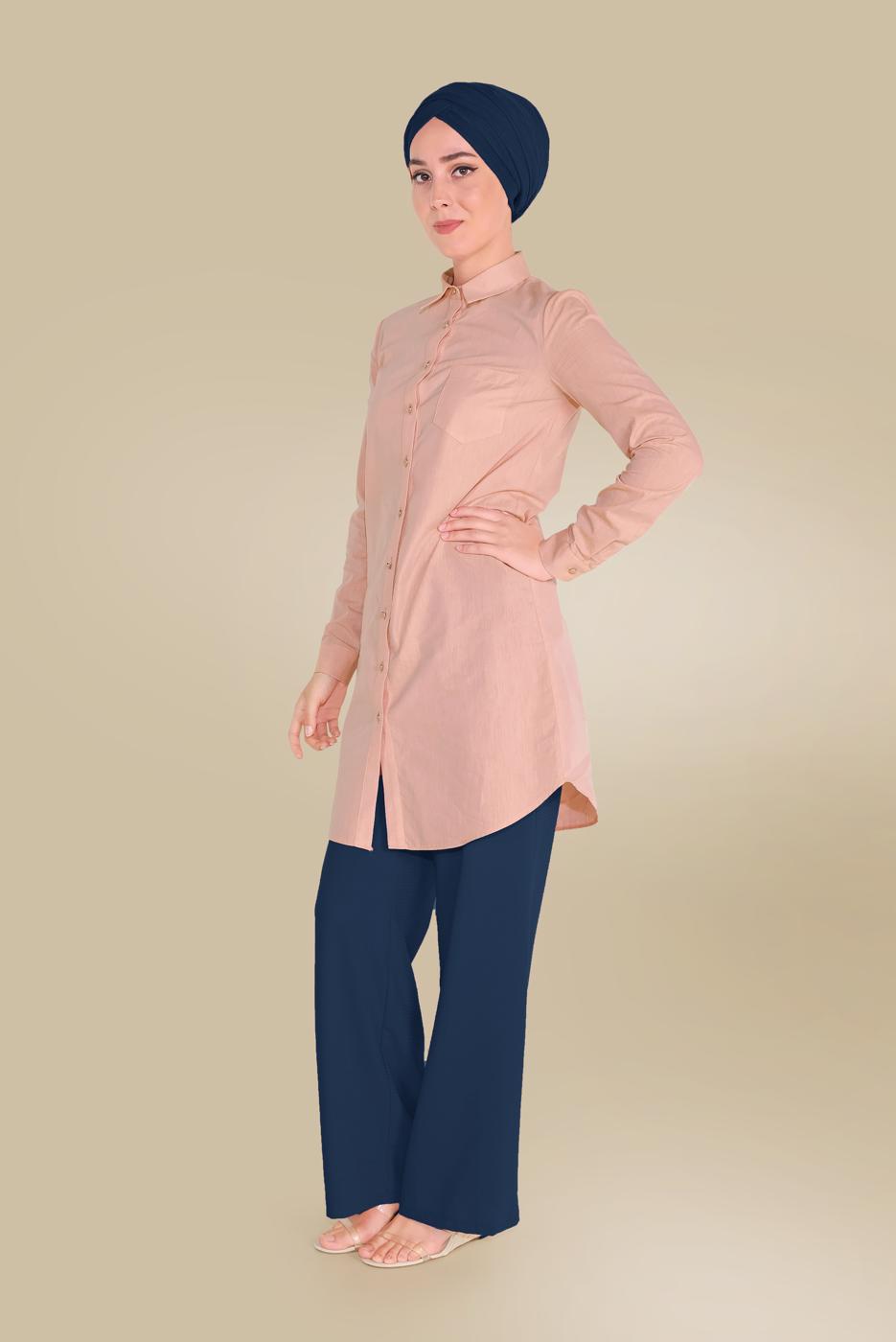 Tesettür giyim LACİVERT ALVİNA BELİ BAĞCIKLI SALAŞ PANTOLON 70088 