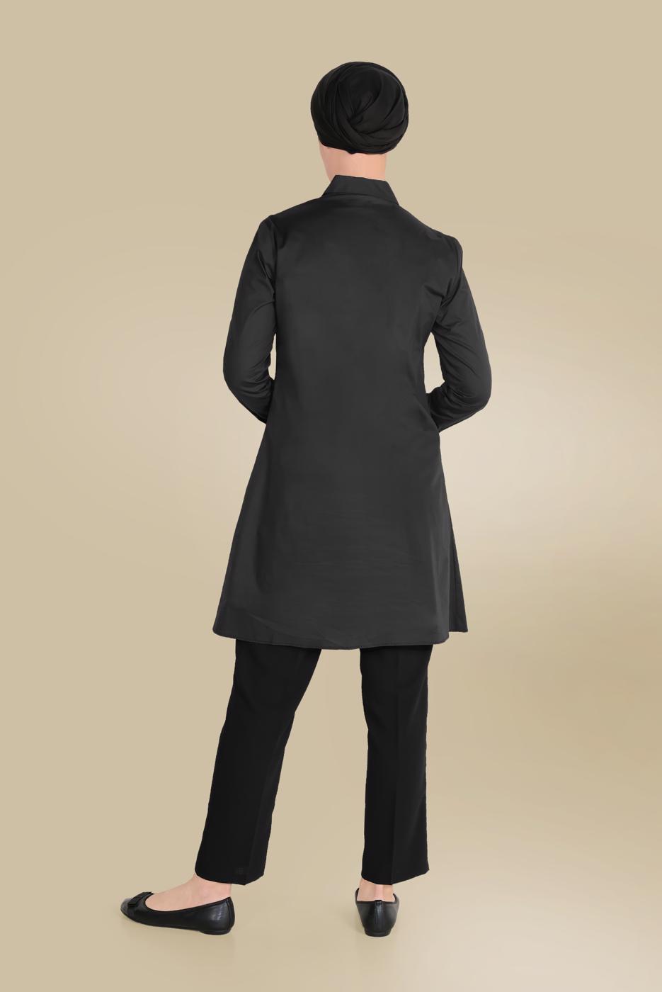 Tesettür giyim SİYAH ALVİNA ARA BEL CEPLİ PANTOLON 70089 