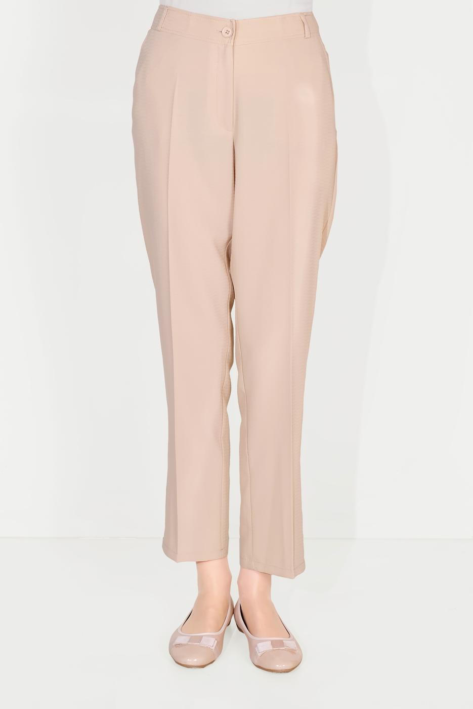 Tesettür giyim BEJ ALVİNA ARA BEL CEPLİ PANTOLON 70089 