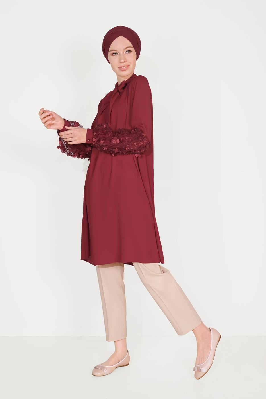 Tesettür giyim BEJ ALVİNA ARA BEL CEPLİ PANTOLON 70089 