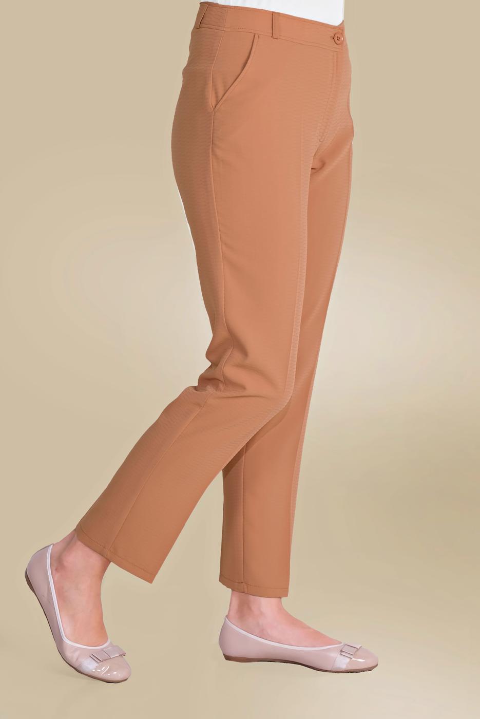 Tesettür giyim KAHVE ALVİNA ARA BEL CEPLİ PANTOLON 70089 