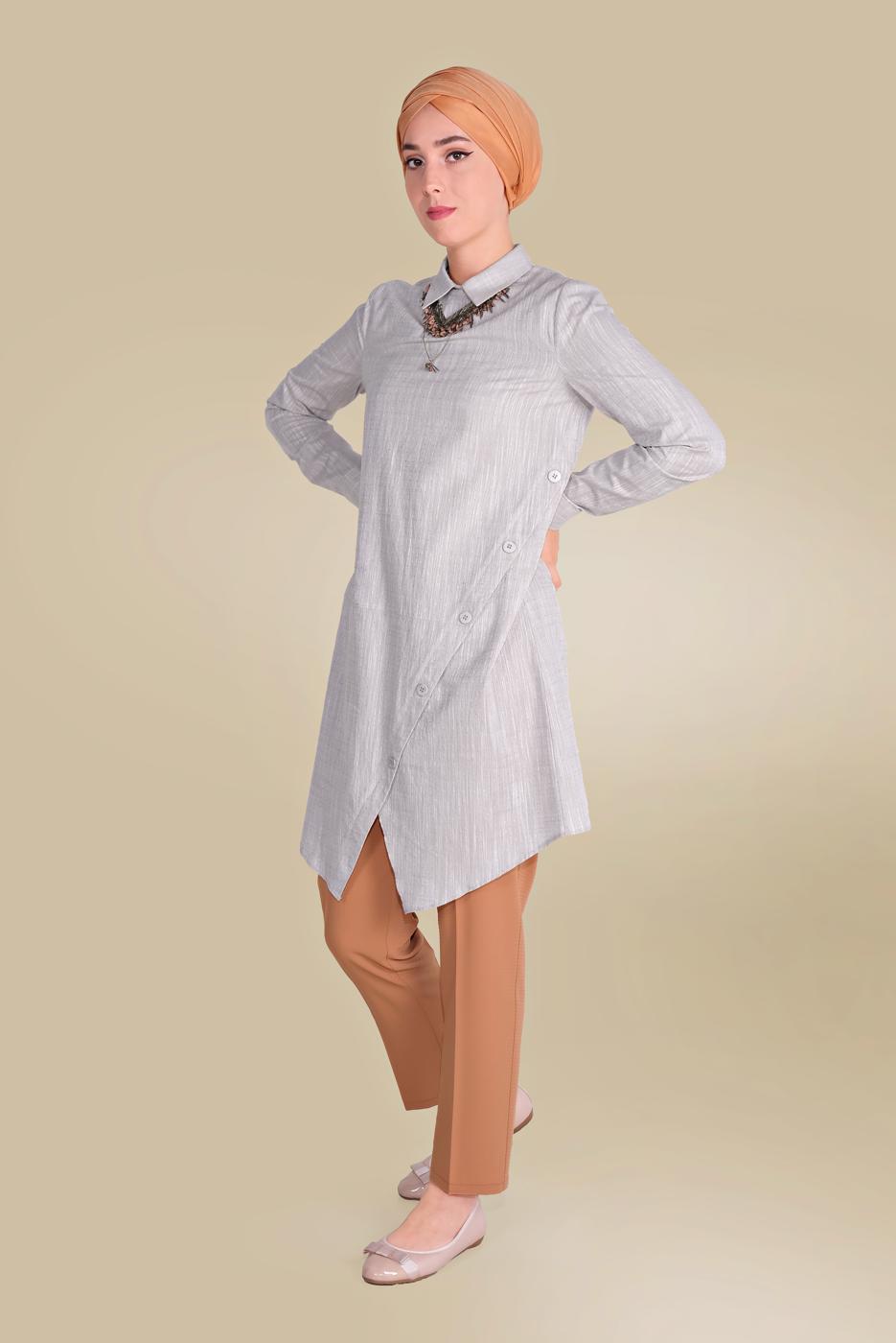 Tesettür giyim KAHVE ALVİNA ARA BEL CEPLİ PANTOLON 70089 