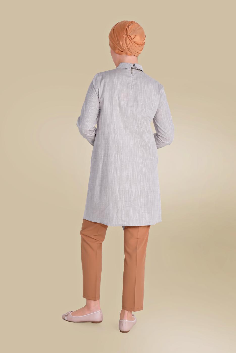 Tesettür giyim KAHVE ALVİNA ARA BEL CEPLİ PANTOLON 70089 