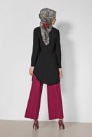 Tesettür giyim BORDO ALVİNA ARA BEL GENİŞ PAÇA PANTOLON 7545 