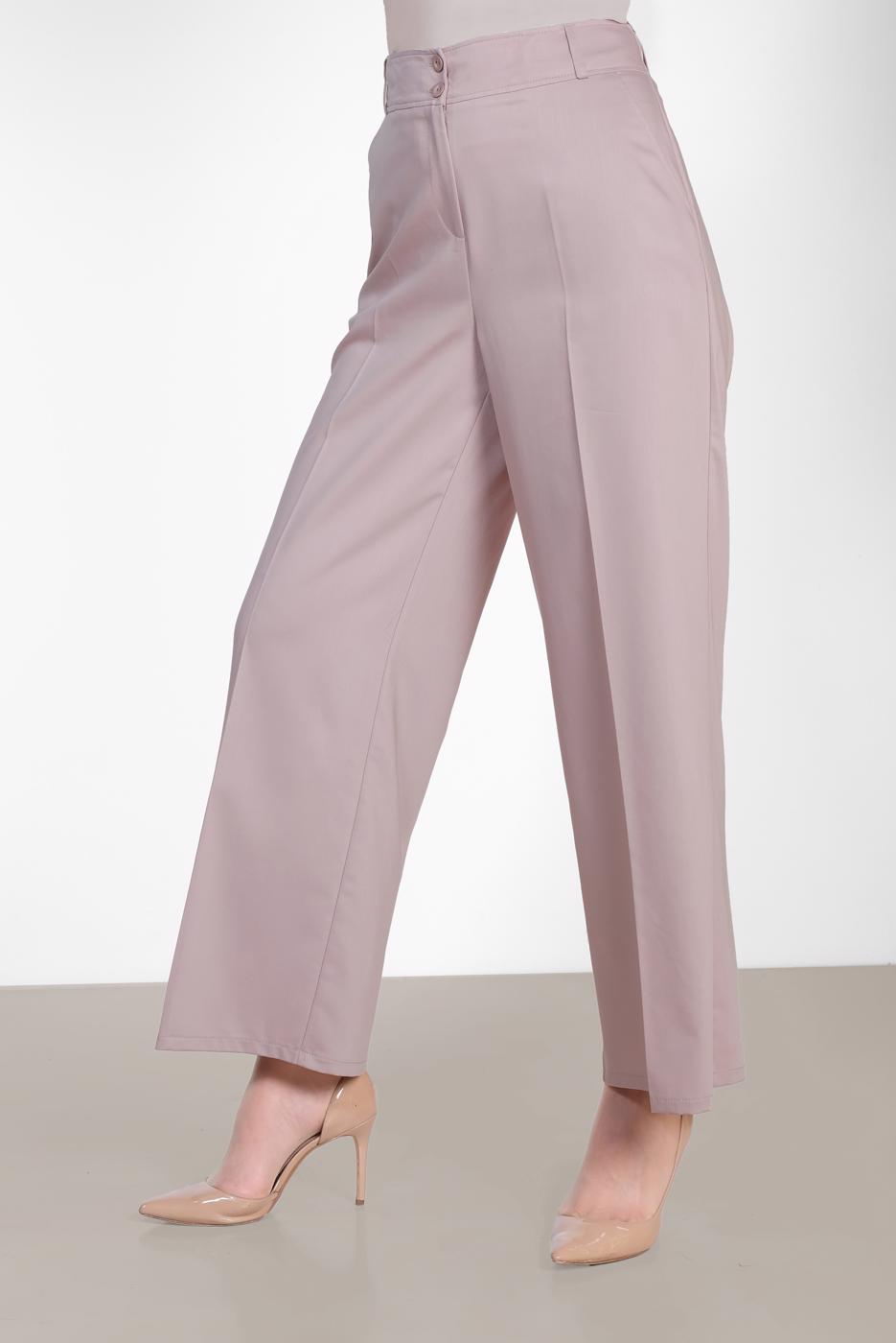 Tesettür giyim KAHVE ALVİNA ARA BEL GENİŞ PAÇA PANTOLON 7545 