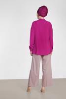 Tesettür giyim KAHVE ALVİNA ARA BEL GENİŞ PAÇA PANTOLON 7545 