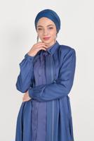 Hijab clothing NAVY BLUE ALVİNA EMBROIDERY DETAIL TOPCOAT 10180 
