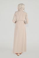 Vêtements hijab BEIGE ALVİNA BRODÉ CEINTURE PARDESSUS 10216