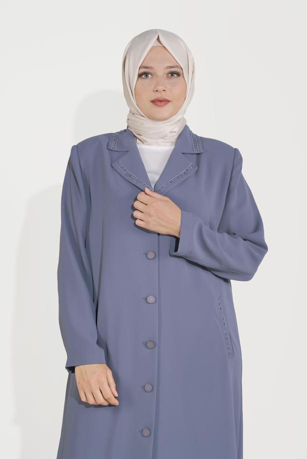 Vêtements hijab GRIS ALVİNA BRODERIE DÉTAIL COL CLASSIQUE FINITION 10222 - TRENDTESETTÜR