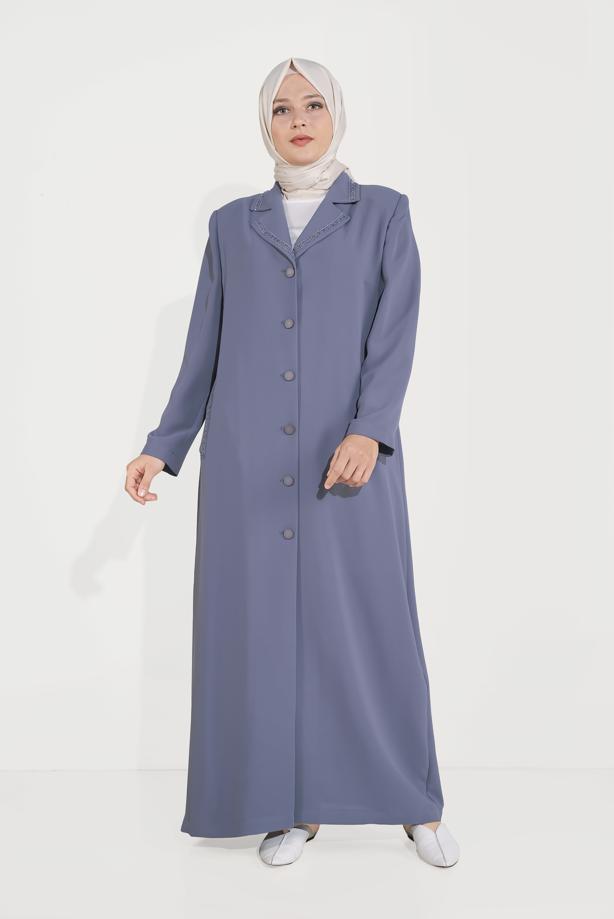 Vêtements hijab GRIS ALVİNA BRODERIE DÉTAIL COL CLASSIQUE FINITION 10222 - TRENDTESETTÜR