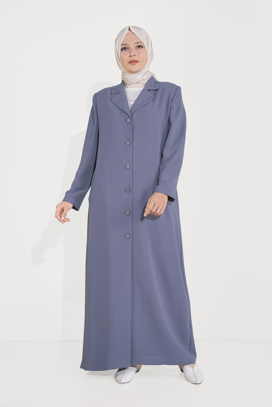 Vêtements hijab GRIS ALVİNA BRODERIE DÉTAIL COL CLASSIQUE FINITION 10222
