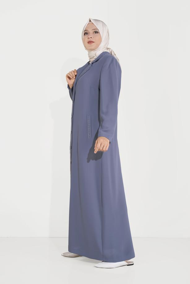 Vêtements hijab GRIS ALVİNA BRODERIE DÉTAIL COL CLASSIQUE FINITION 10222 - TRENDTESETTÜR