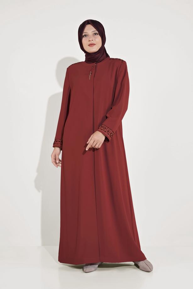 Vêtements hijab ROUGE BORDEAUX FINITION BRODÉE DE PERLES ALVINA 10228 - TRENDTESETTÜR