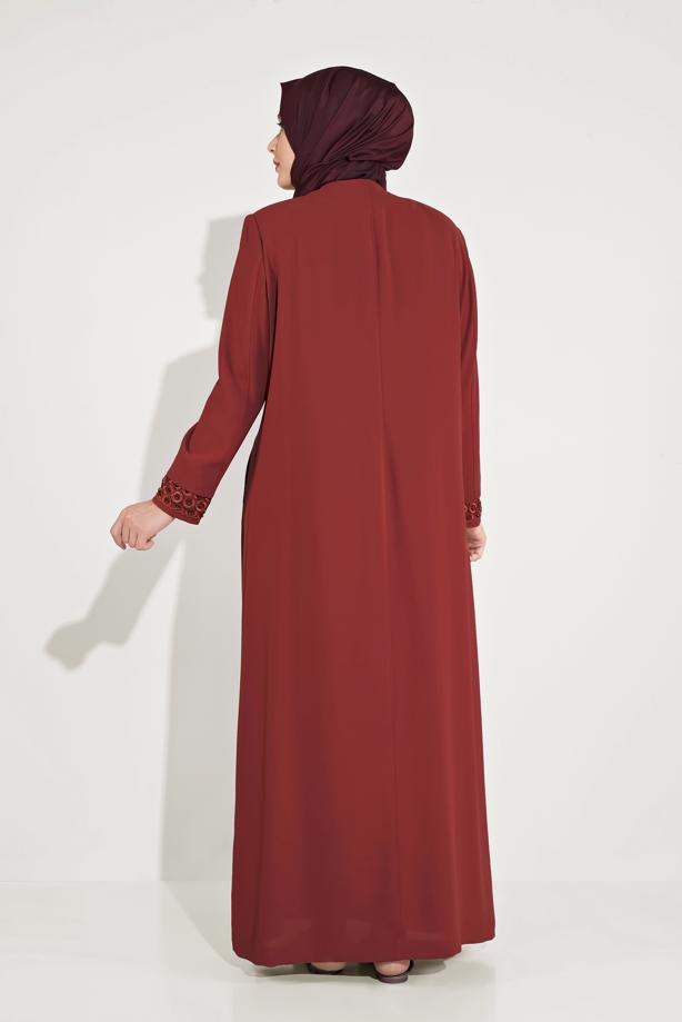 Vêtements hijab ROUGE BORDEAUX FINITION BRODÉE DE PERLES ALVINA 10228 - TRENDTESETTÜR