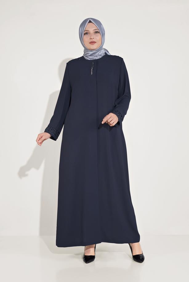 Vêtements hijab BLEU MARINE FINITION BRODÉE DE PERLES ALVINA 10228 - TRENDTESETTÜR