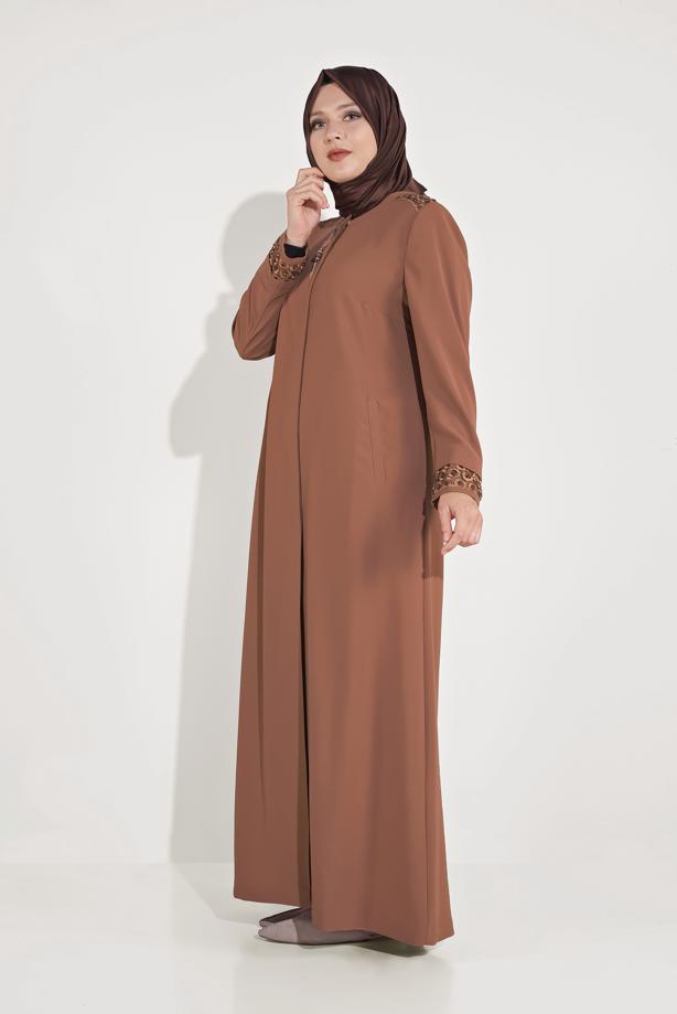 Vêtements hijab BRUN FINITION BRODÉE DE PERLES ALVINA 10228 - TRENDTESETTÜR