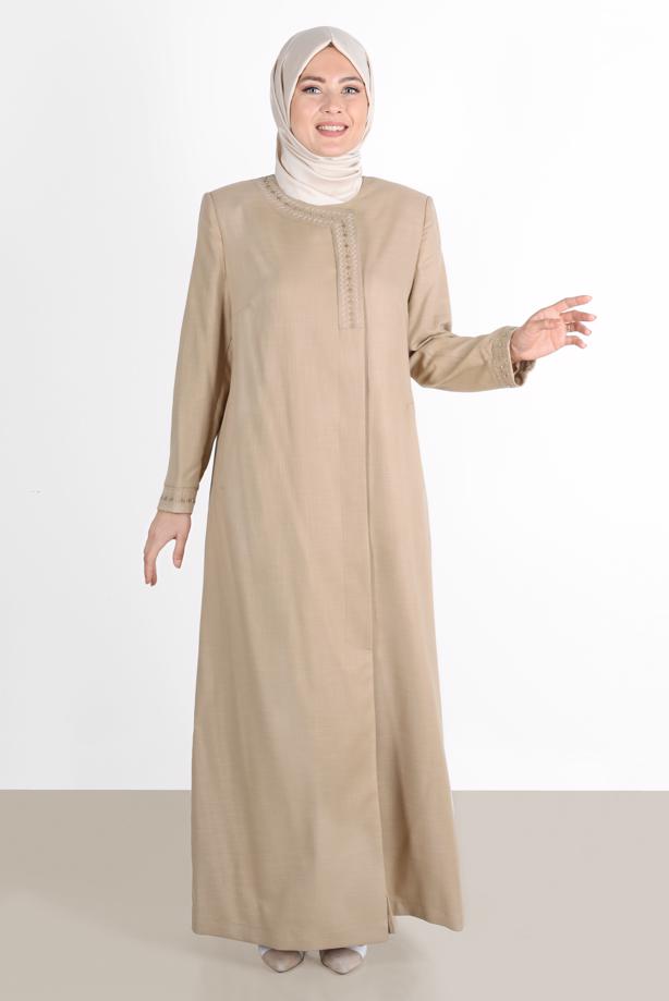 Vêtements hijab BRUN ALVİNA COUCHE DE FINITION BRODÉE AVEC PERLES 10231 - TRENDTESETTÜR