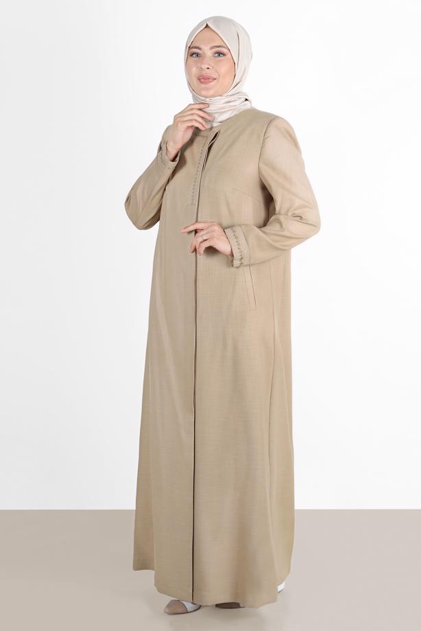 Vêtements hijab BRUN ALVİNA COUCHE DE FINITION BRODÉE AVEC PERLES 10231 - TRENDTESETTÜR
