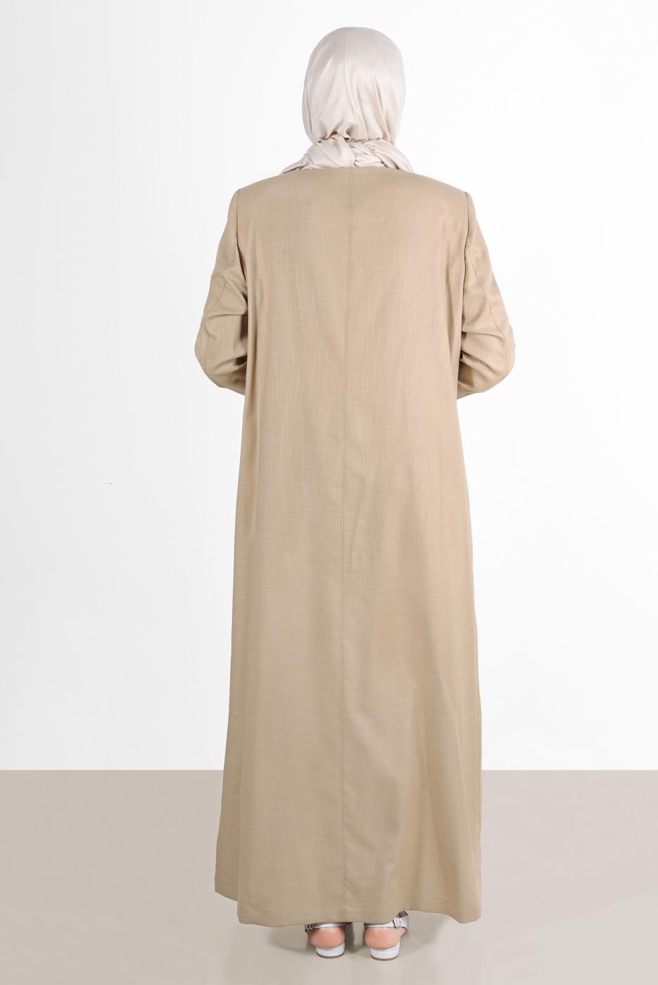 Hijab clothing BROWN ALVİNA EMBROIDERED BEADED TOPCOAT 10231