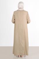 Hijab clothing BROWN ALVİNA EMBROIDERED BEADED TOPCOAT 10231
