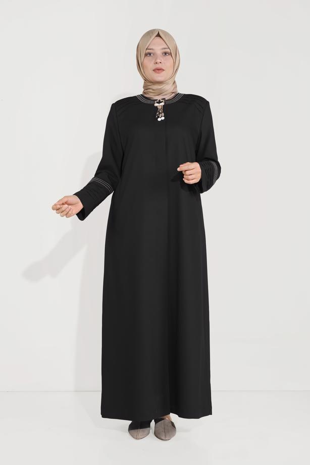 Vêtements hijab NOIR ALVİNA DÉTAIL DE BRODERIE FINITION 10233 - TRENDTESETTÜR