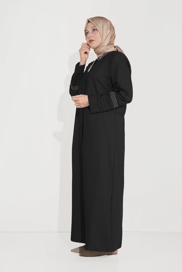 Vêtements hijab NOIR ALVİNA DÉTAIL DE BRODERIE FINITION 10233 - TRENDTESETTÜR