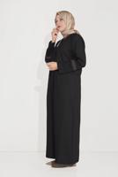Hijab clothing BLACK ALVİNA EMBROIDERY DETAIL TOPCOAT 10233 