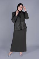 Vêtements hijab NOIR ALVİNA GEM IMPRIMÉ COSTUME À JUPE 3 PIÈCES T 30056