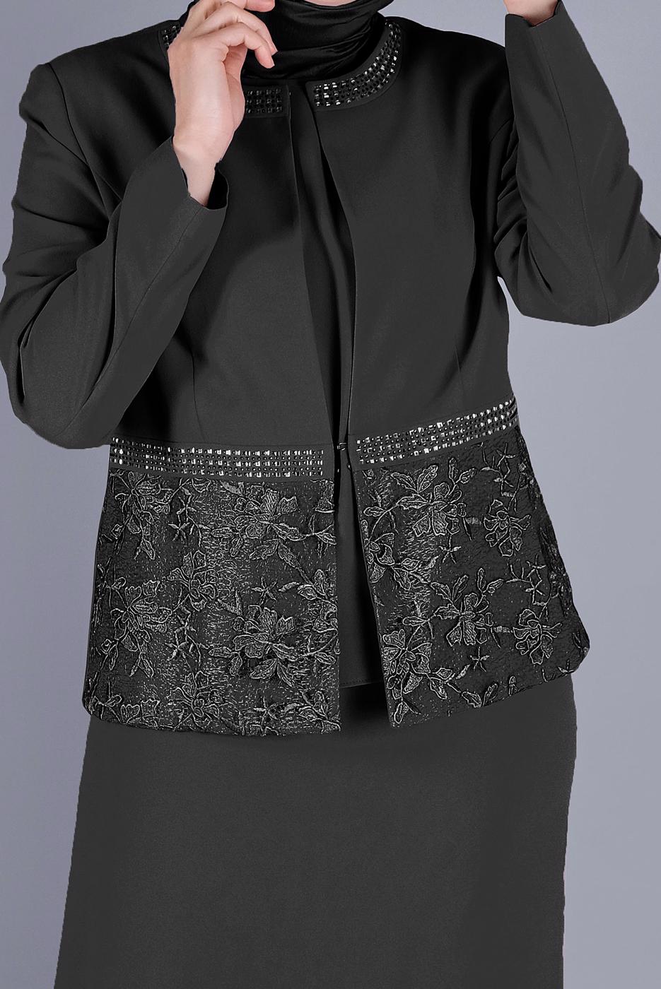 Vêtements hijab NOIR ALVİNA GEM IMPRIMÉ COSTUME À JUPE 3 PIÈCES T 30056