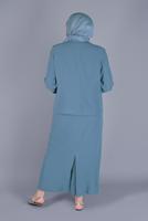 Vêtements hijab BLEU ALVİNA GEM IMPRIMÉ COSTUME À JUPE 3 PIÈCES T 30056