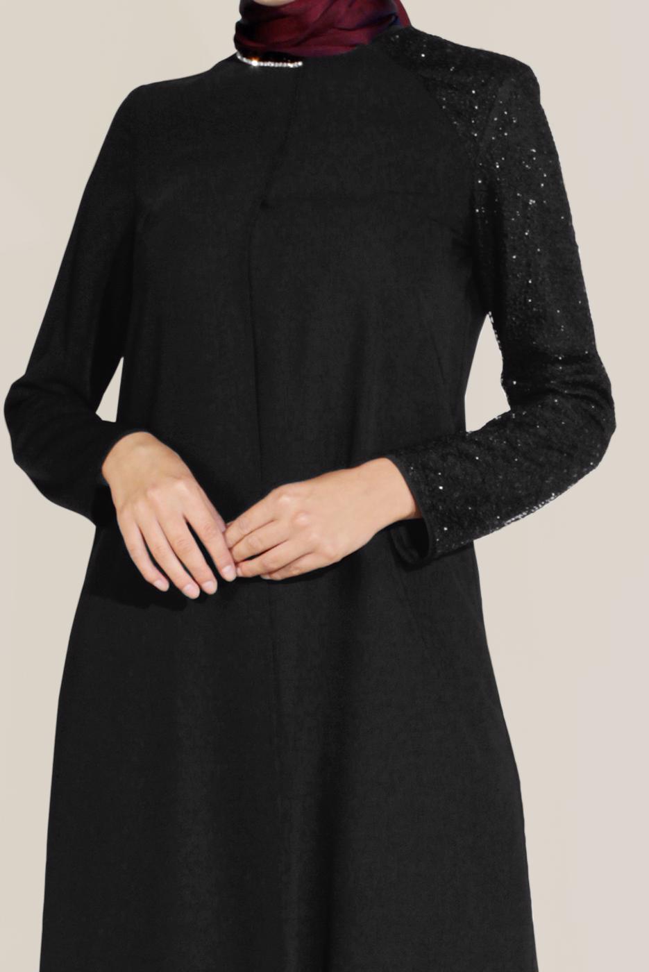 Tesettür giyim SİYAH TAŞ DETAYLI İKİLİ PANT. TAKIM 30001 