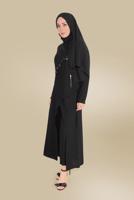 Tesettür giyim SİYAH ALVİNA GÜPÜR DETAYLI İKİLİ PANT. TAKIM 30044 