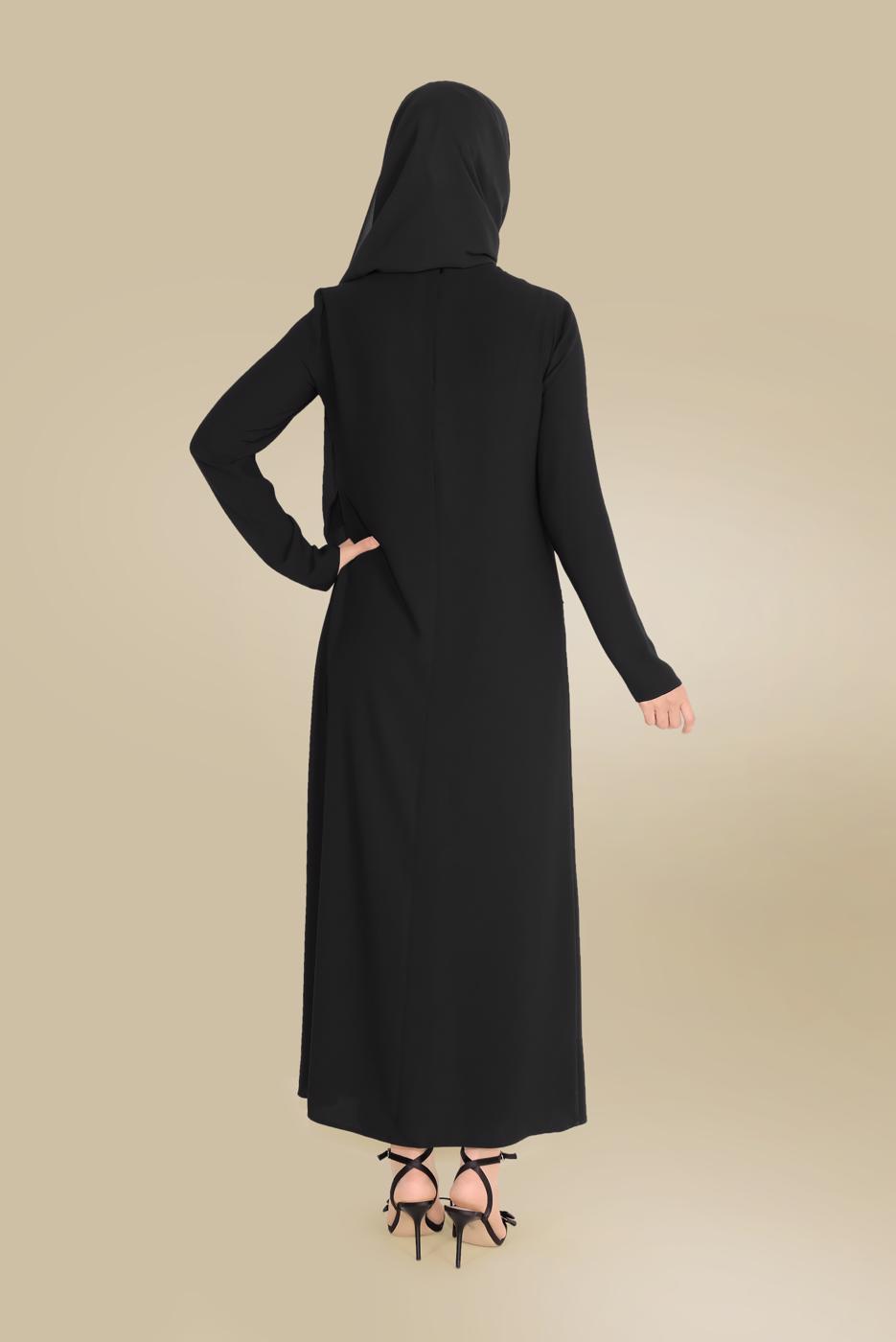 Tesettür giyim SİYAH ALVİNA GÜPÜR DETAYLI İKİLİ PANT. TAKIM 30044 